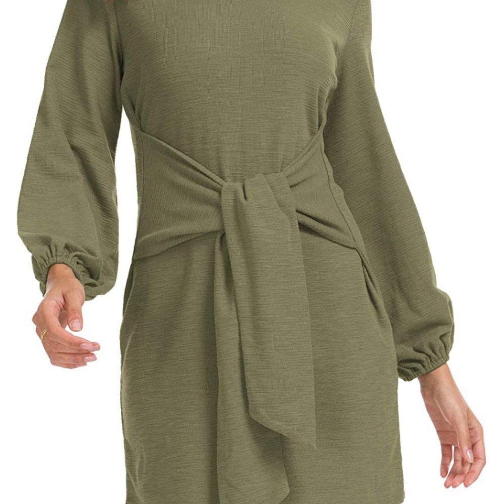*SALE-DONATING ON 11/5* Green tie waist sweater dress